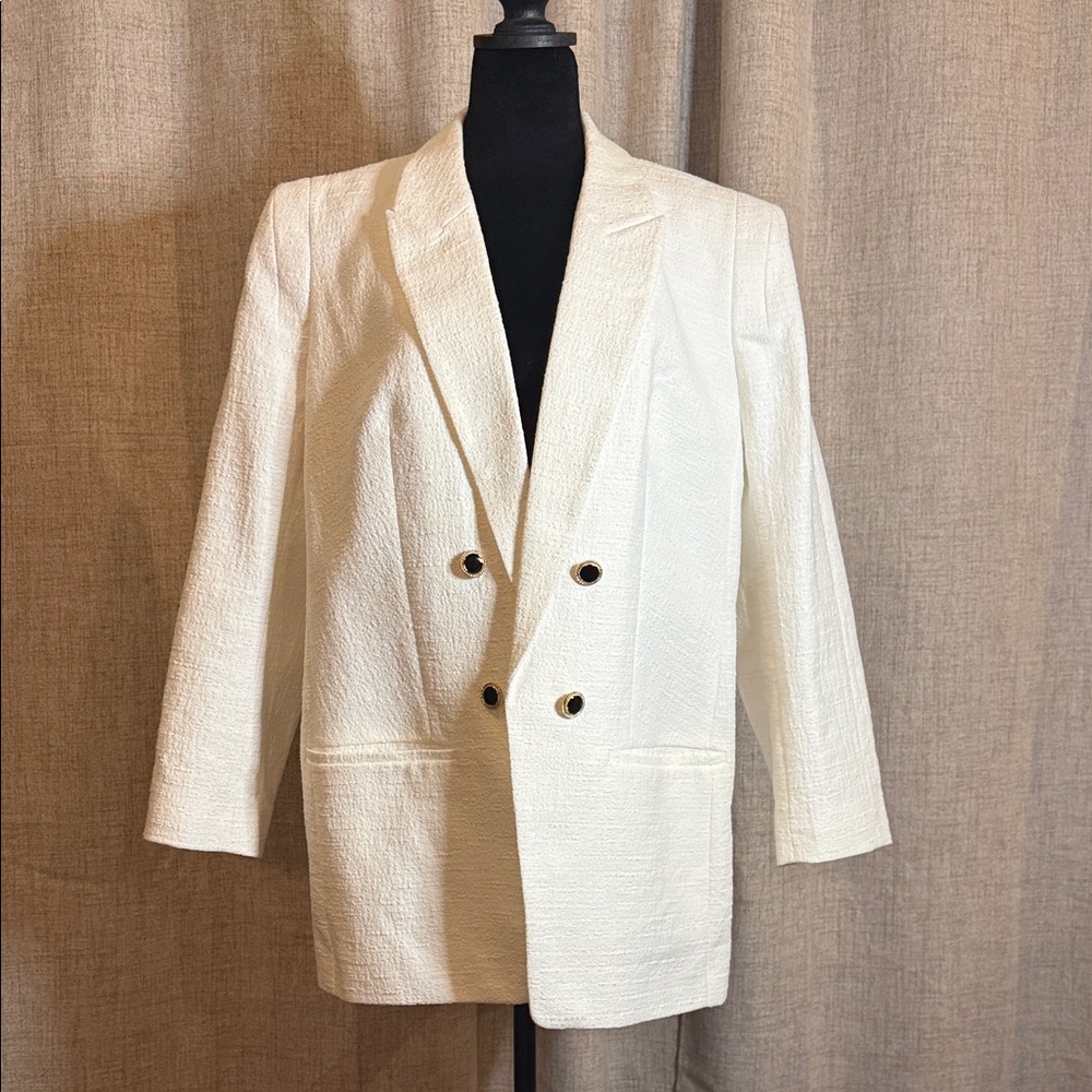 Express White Textured Blazer